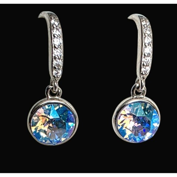 New Tocara Sterling Silver Earrings DiAmi Crystal Blue Faceted Gem Josette Hook - Picture 2 of 13